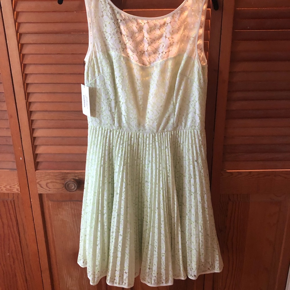 Betsey Johnson white dress with lime green detail